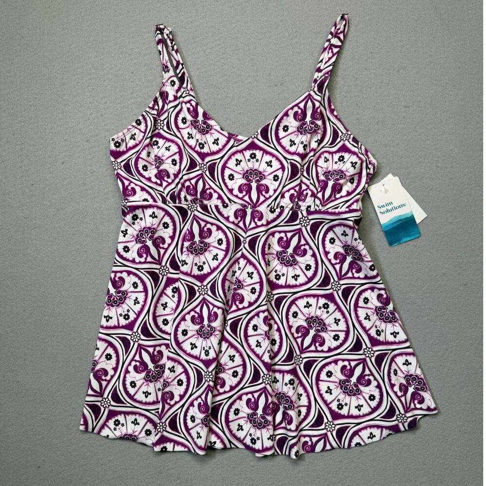Swim Solutions Women's Tiletale V-Neck Tankini Top, Magenta 14 $78